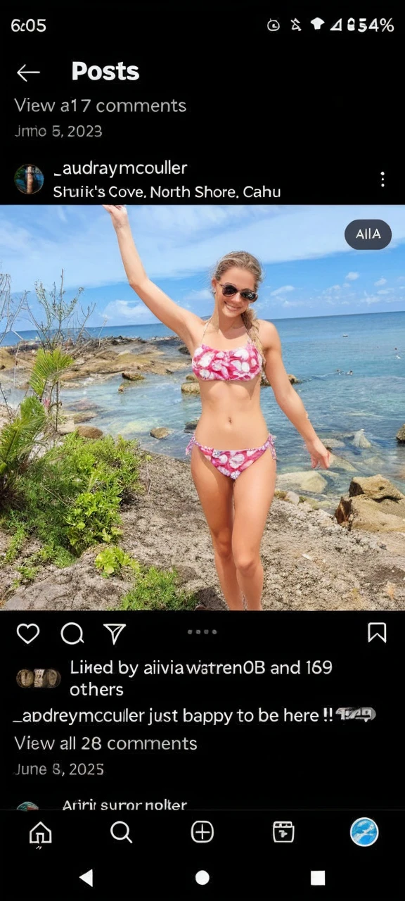 Illustrate a beachside selfie where the Malay girl, in summery pastel color beachwear, very short white hair, pixie haircut, slim abs, wide hips, small waists, thick thighs, small round ass, medium breast, selfie pov, captures her enjoyment of the sun and sand, emphasizing her petite form and beachside happiness.