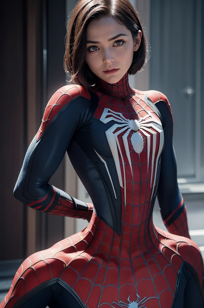 A photograph of Spider-Man, without mask, the 20s, bonitas, face detailed, looking at the camera, portraite, 8k hd, high qualiy