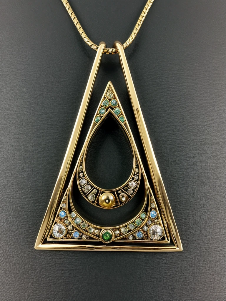 A large pyramid pendant adorned with the eye of Rah called The millennium puzzle