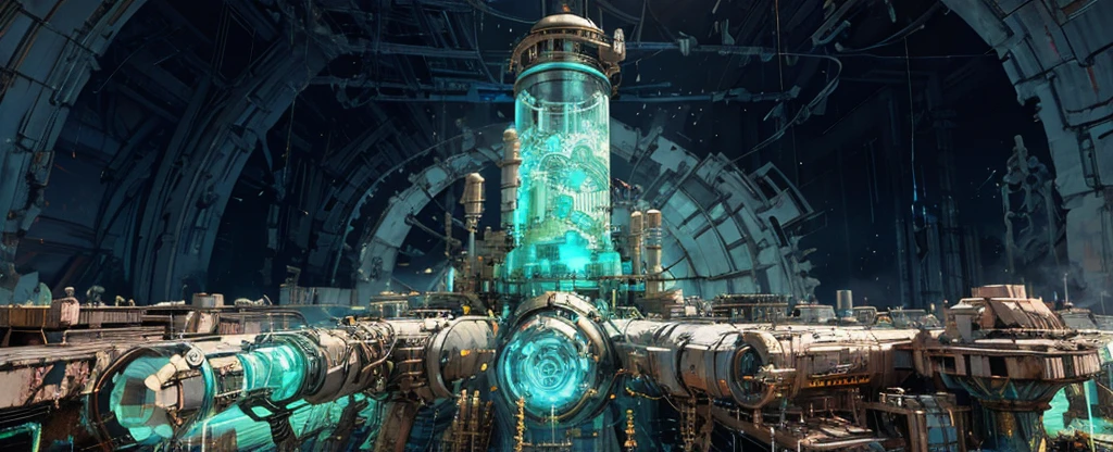 ruins,crystal,steampunk,culture tank,Power Reactor,4K,8K,Highest quality