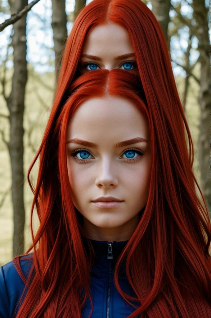 Femme dans Naruto capture d’écran , long red hair , blue eyes 