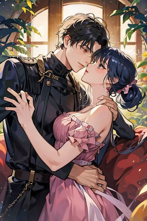 Men and women embrace,Comic Style