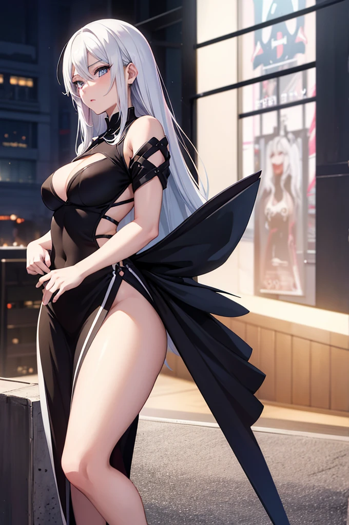 anime woman with white hair and black clothes posing nude, 极其详细的Artgerm, detailed anime digital art, artgerm no artstation pixiv, guweiz no pixiv artstation, guweiz no artstation pixiv, fanart best art station, :: rossdraws, trends on artstation pixiv, Ross Draws 2. 5