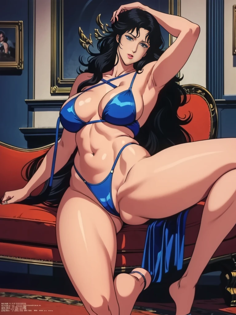 ((masterpiece)), Highest quality, Very detailed, Absurd, 8K, wonderful, Very detailed, The finer details, Browsing Caution, (Very complicated:1.2), (Very delicate), Very detailed, RuiKisugi, 1 Female, Long Hair, Wavy Hair,Voluminous Hair ,Black Hair, eyelash, blue eyes, lipstick, One girl, (whole body:1.2), Very detailed face, Nice fine detail, Perfect Eyes, Fascinating eyes, Beautiful attention to detail, Small Mouth, Fascinating_smile, Mature Woman, Mature Woman, Body with nine heads, thin, compensate, Big Breasts, (museum:1.3), (Urzan-6500-v1.1), Detailed fingers, Perfect hands, Length 180cm,Small face,sweating, Soft thighs,Sexy legs,Sexy ass, Cleavage,Open the chest,Angle from below,(Low angle shot:1.1),((Amazing orgasm)),赤いlipstick, whole body写真撮影,大きなSexy ass, Perfect Body Proportions, Slim waist,Nipples visible,Tight waist,(Long legs:1.2),Wearing high heels,Shiny skin,Sitting on sofa with legs spread,Black Micro Bikini、(Rope Bondage:1.2),((Both wrists tied above the head)),((Show both armpits)),((Spread your legs out to the sides)),((Raise both legs high)),((Spread your legs in a V-shape)),((Show the soles of your feet)),Tied up woman,Tied up with rope, Tightly bound, Hands tied, Her body was tied with ropes,(Fully expose your thighs to the viewer:1.6),Beautiful Hands, Pay attention to her beautiful legs, Cleavage,Open the chest,anime,G-Cup,Tears of the Next Life,Rui Kisugi,Rui Kisugi,