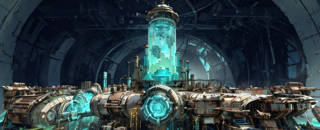 ruins,crystal,steampunk,culture tank,Power Reactor,4K,8K,Highest quality
