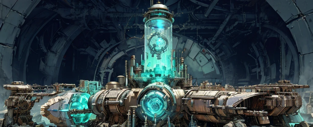 ruins,crystal,steampunk,culture tank,Power Reactor,4K,8K,Highest quality