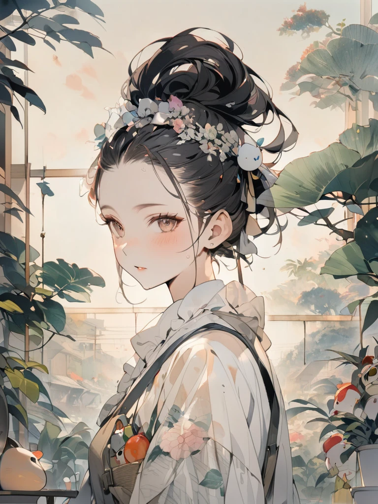 (8K, best quality, masterpiece),1girl, watercolor (medium), {Practical, original photo, Ultra-fine transparent, image, (Influenced by Yoshitaka Amano's style:1.6)}, Practical Light, Delicate skin, (Beautiful slim woman, 25 years old, Court Knight:1.5), Thin legs, Fine particles, Long white hair, Detailed fingers, Thin, sex, Ecstasy expression, 动感sex感的姿势, (巨大有弹sex的坚挺胸部:1.4), (sex感指挥官的盔甲, Long skirt, Long red cape, boots:1.2),(The armor has a larger chest opening;1.6), Exposing breasts, (Arcadia, Flower Storm, Many flowers:1.8), Unobscured,Beautiful scenery, (Flowers, Wind and Moon:1.5)