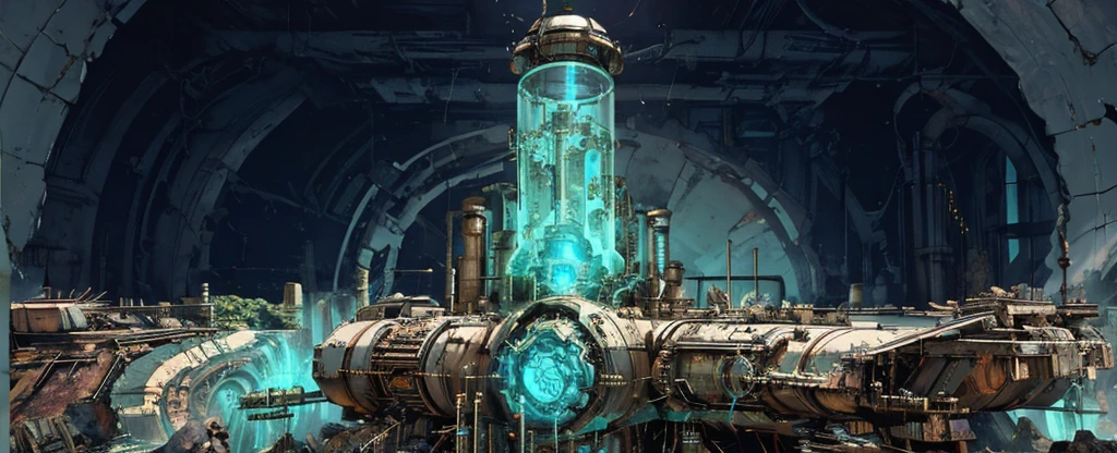 ruins,gem,steampunk,culture tank,Power Reactor,4K,8K,Highest quality