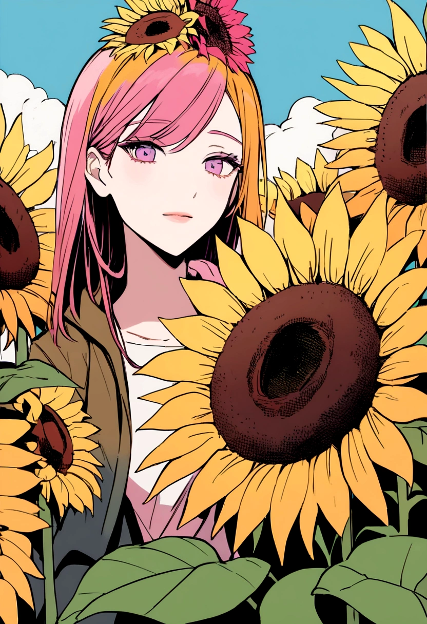 Date in Hell　Sunflowers blooming on my head　Two beautiful people