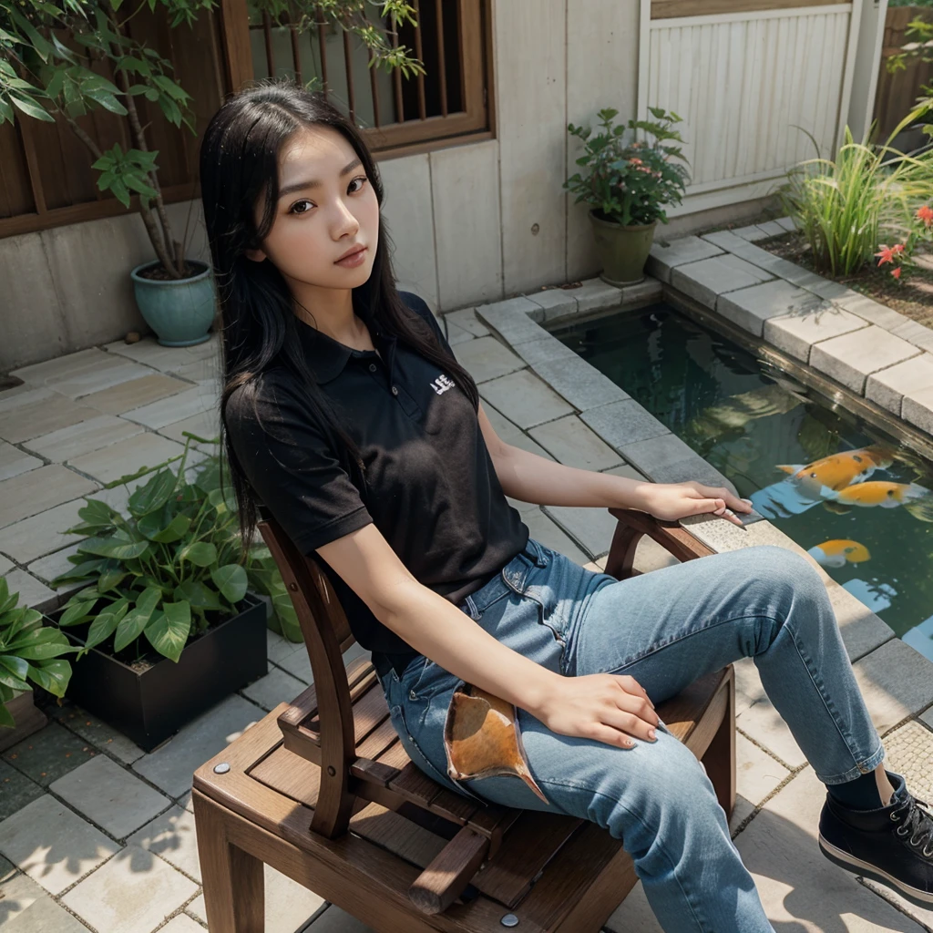 photo of leegahyeon korean woman in cafe sitting at table holding coffee window sunlight, blue hair, dynamic pose, skin texture, pale skin, shiny skin, (slim, petite:1.2), [:(sharp focus on face, detailed face, perfect eyes, looking at viewer:1.2):0.2], photorealistic, film grain, best quality, masterpiece 