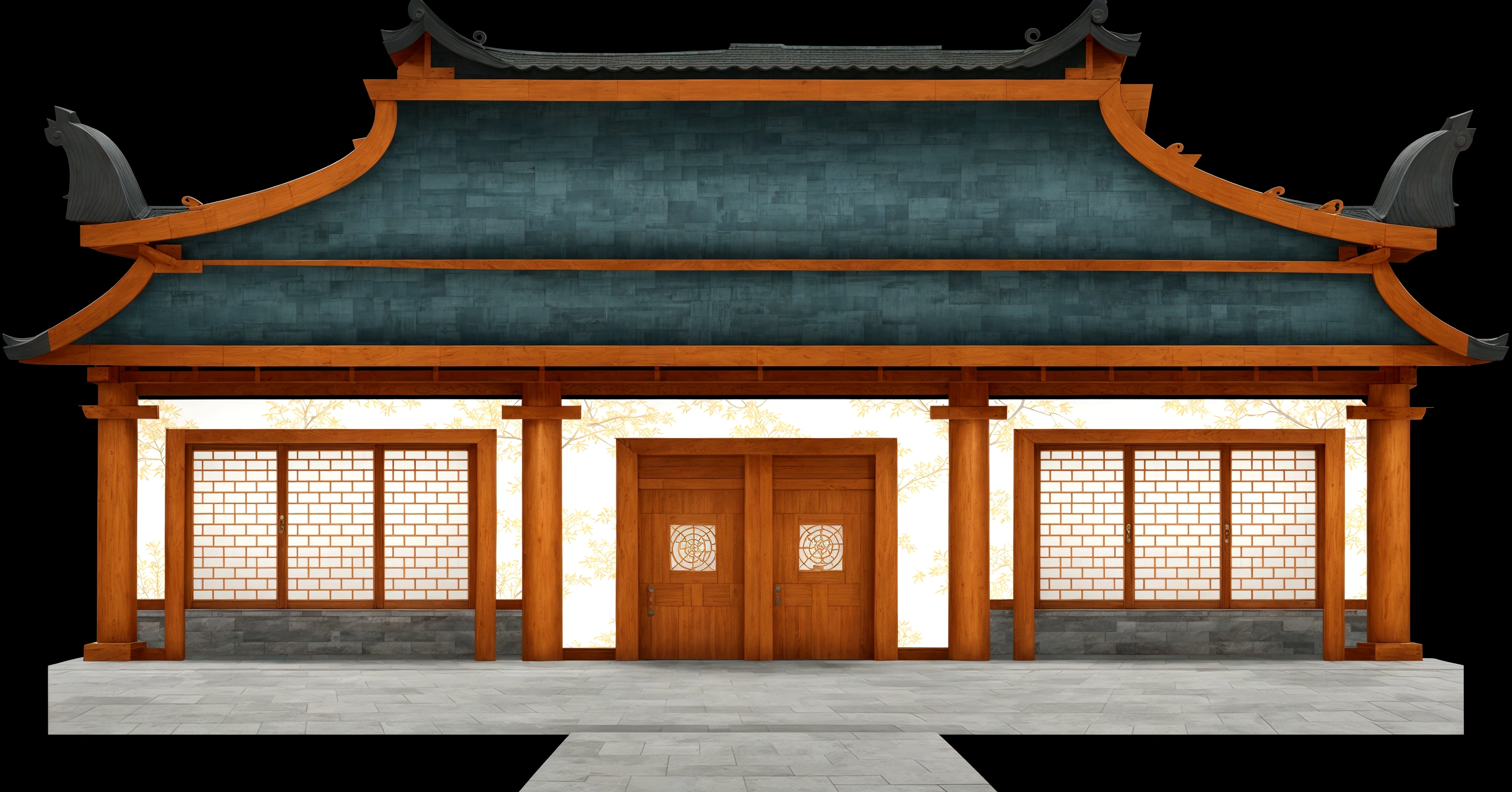 illustration of a traditional chinese building with a blue roof and a door, zen temple background, temple background, background depicting a temple, japanese temple, chinese building, korean traditional palace, digital painting of a pagoda, japanese house, an extremely detailed building, with a chinese temple, european japanese buildings, palace background, ancient japanese architecture, chinese palace, chinese temple, chinese style