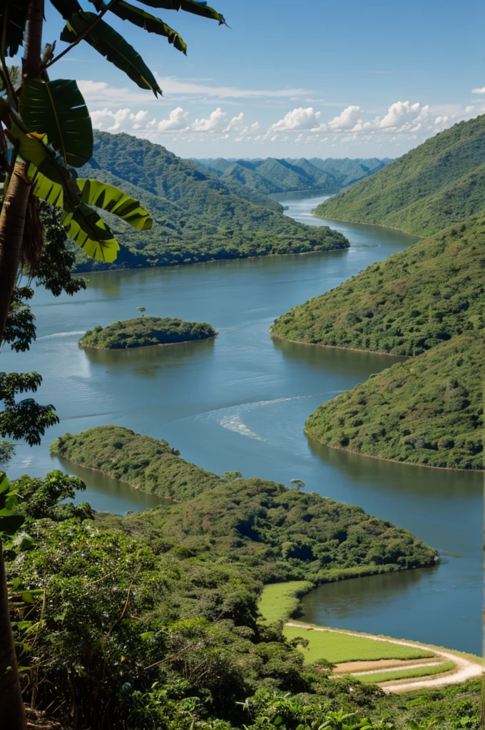 Make me a Juan Valdez type label but with the name sahuka in front and the Amazon River in the background with all its biodiversity