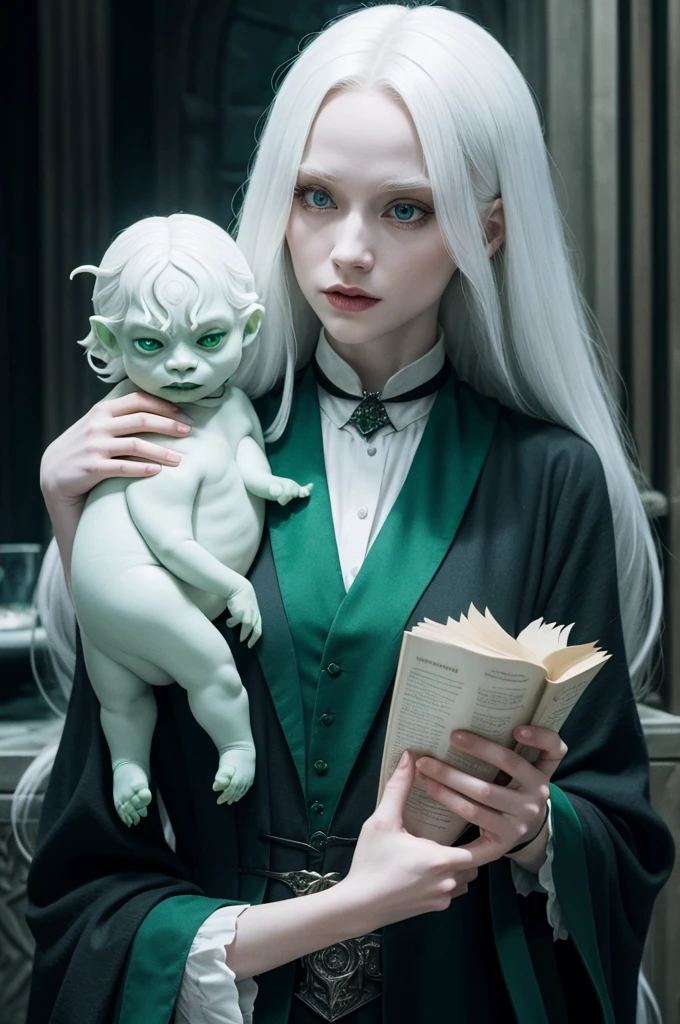 I want an albino witch who is the villain of Slytherin Hogwarts 