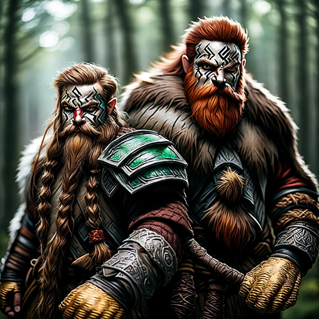 solo, Male, Mountain Dwarf, Druid, Red beard, Emerald Eyes, Black Tribal Face Paint