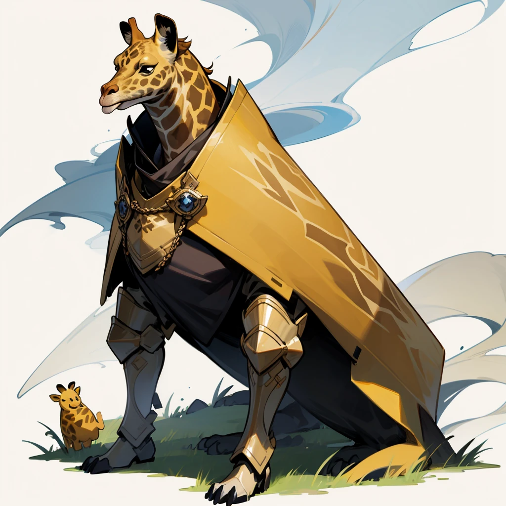 (Random evolusion), yellow animals mixed with animals, full body version, muscle, (Coat and armor skins), There was smoke in his mouth, (black eyes), Grassroots, no background, (giraffe head)