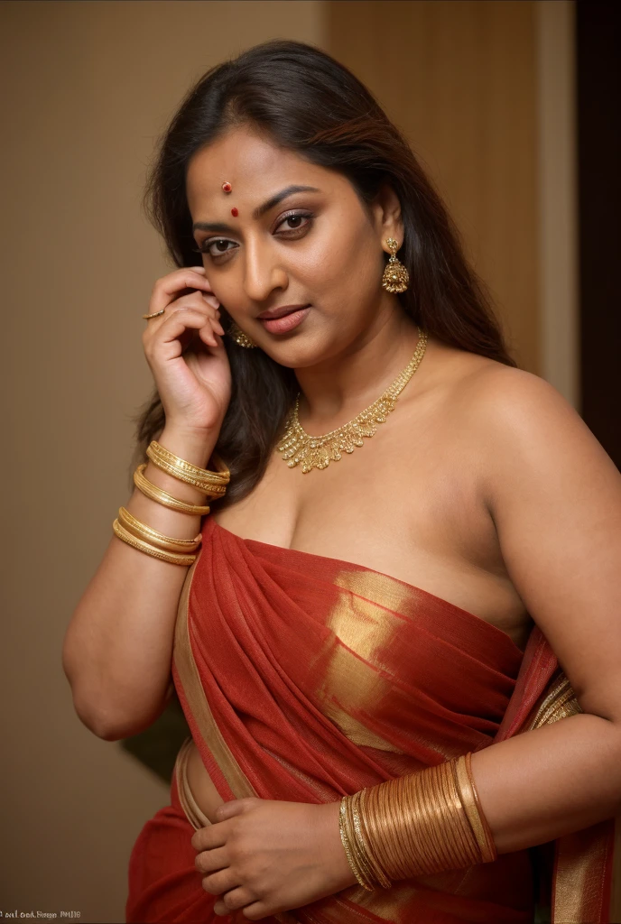 Foto RAW, photorealistic, photography, full body shot, 50 years old Woman, master shot, perfect eyes, goddess like beauty, pierced eyes, perfect thick chubby mallu Desi aunty bhabhi, Wearing a Stanapatta, a chest-band.Saree model, model Photography, Indian saree shoot, Indian traditional wear advertising photography, traditional wear brand shoot, face of Indian actress Sonakshi Sinha, masterpiece, realistic, realism, incredible details, pleasure, photorealism, detailed skin, skin pores, high contrast, photorealistic Artstation 8k HD digital art trend of high definition and detailed realistic skin texture, ultra detail, realistic skin texture, armature, best quality, ultra high definition, (photorealistic:1.4),, high resolution, detail, raw photo, sweat, Re sharp, by Lee Jefferies Nikon D850 Film Stock Photo 4 Kodak Portra 400 Camera F1.6 Lens Rich Color Ultra Real Realistic Realistic Textures Dramatic Lighting Unreal Engine Trending at Art Station Cinestill 800,(pele altamente detalhada: 1.2), 8k UHD, DSLR, soft-lighting, alta qualidade, grain of film, Fujifilm XT3,she didn't like to wear blouse or bra, she is happy to wear only saree, she hates blouse or bra, detailed hairy armpits, hyper realistic skin, skin pores, sweat, veins,