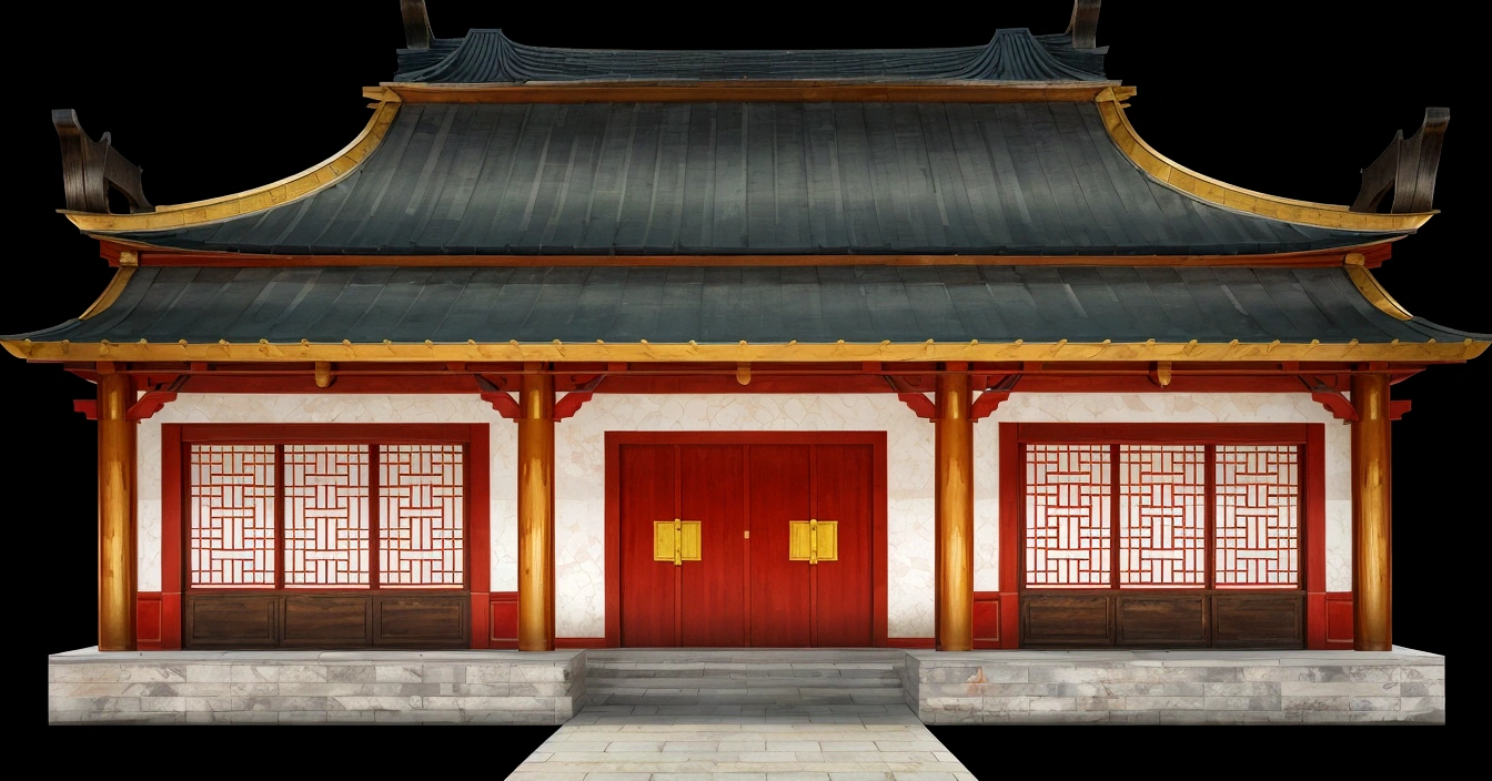 illustration of a traditional chinese building with a red door and a green roof, temple background, background depicting a temple, zen temple background, chinese building, palace background, background art, house background, random background scene, chinese palace, digital painting of a pagoda, game asset, 2d game asset, chinese style, tang dynasty palace, background artwork, chinese temple, japanese temple