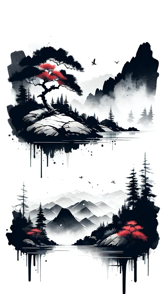 landscape ,background\(black sky,withered flowers all over the ground,a thick red water\), BREAK ,quality\(8k,wallpaper of extremely detailed CG unit, masterpiece,high resolution,top-quality,top-quality real texture skin,hyper realisitic,increase the resolution,RAW photos,best qualtiy,highly detailed,the wallpaper\), only paint tree color ( red )