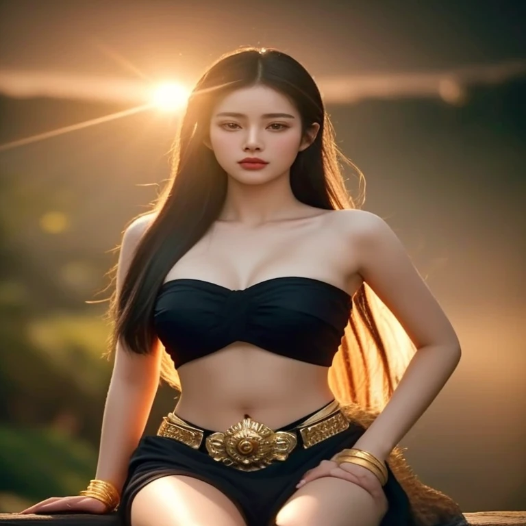 Close-up of woman in black bikini and gold belt, beautiful asian woman, beautiful oriental woman, Photo of a beautiful woman, traditional beauty, Thai girl anime, beautiful goddess, beautiful Asian girl, asian woman, very beautiful woman, an asian woman, Asian girl, Gorgeous Chinese model, attractive woman, Niwan Chandra