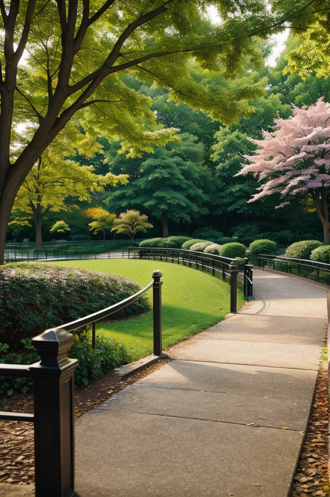 (floor) (flower railing) (park Bokeh) (trees) digital backround