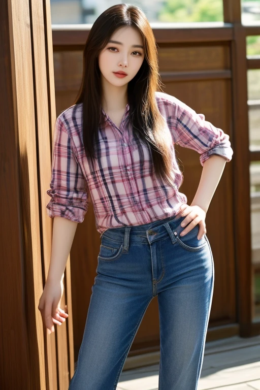 Araffe woman in jeans, Plaid shirt, beautiful Asian girl, Gorgeous Chinese model, Japanese model, beautiful asian woman, Japanese goddess, Very beautiful girl., beautiful young woman, In the water up to her shoulders, very beautiful woman, Attractive and beautiful, sexy girl, Asian girl, beautiful female model, jaw-dropping beauty, Attractive face and body
