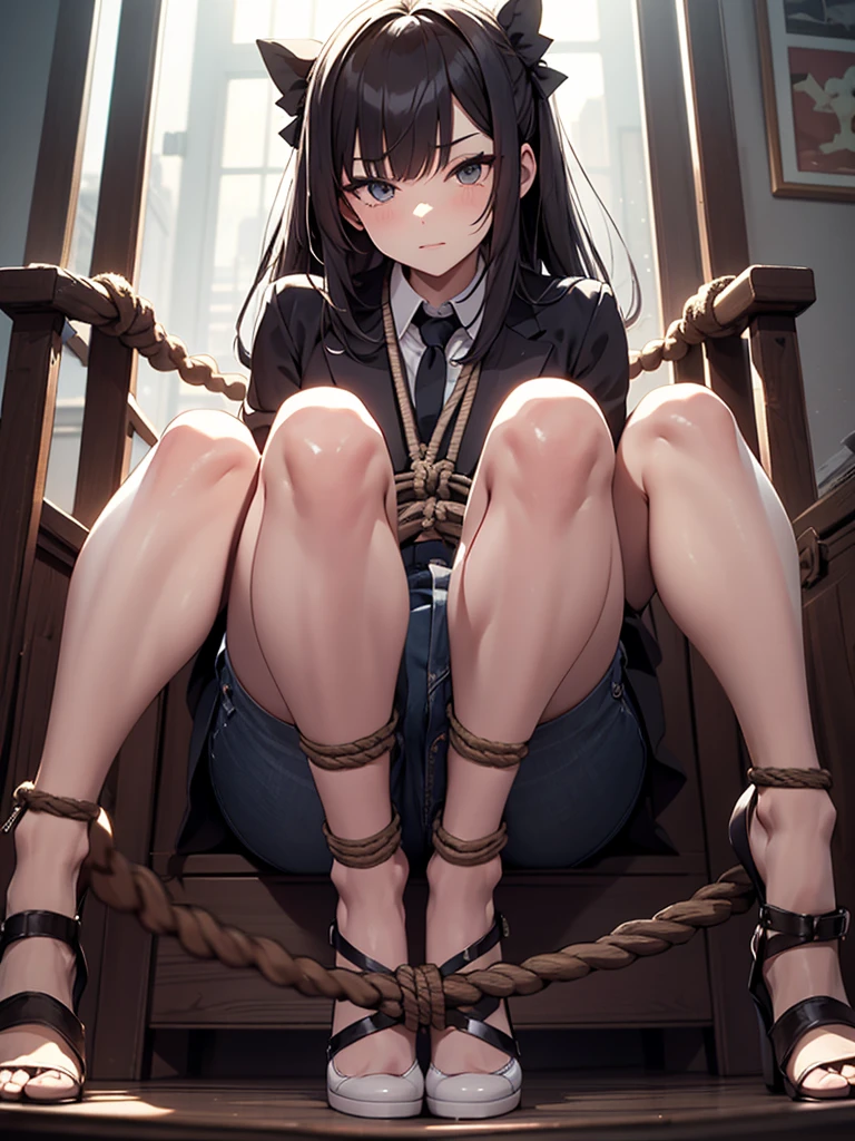 Put a rope between your legs:1.5, Close your legs, standing, Crotch rope