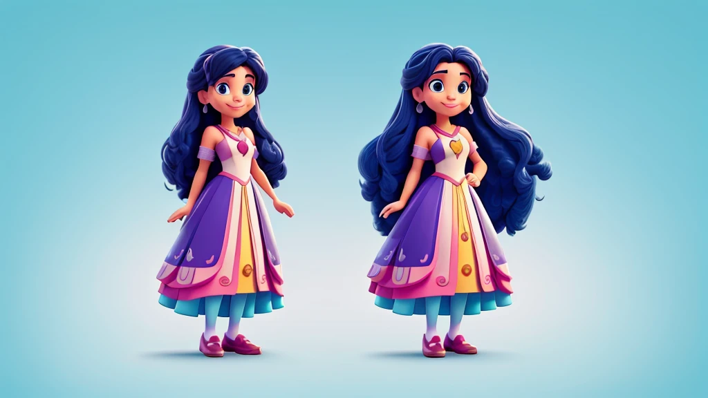 create a Disney pixel style character , where she's wearing those unicorn pajamas , and pass on the idea that is here to help the girls find their accessory that suits each of them and is beautiful and charming dressed in the best quality, a work of art