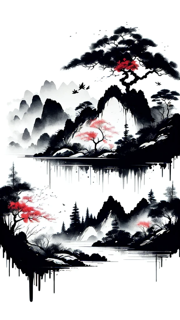 landscape ,background\(black sky,withered flowers all over the ground,a thick red water\), BREAK ,quality\(8k,wallpaper of extremely detailed CG unit, ​masterpiece,high resolution,top-quality,top-quality real texture skin,hyper realisitic,increase the resolution,RAW photos,best qualtiy,highly detailed,the wallpaper\), masterpiece, 1 picture, paint tree leaves ( red )