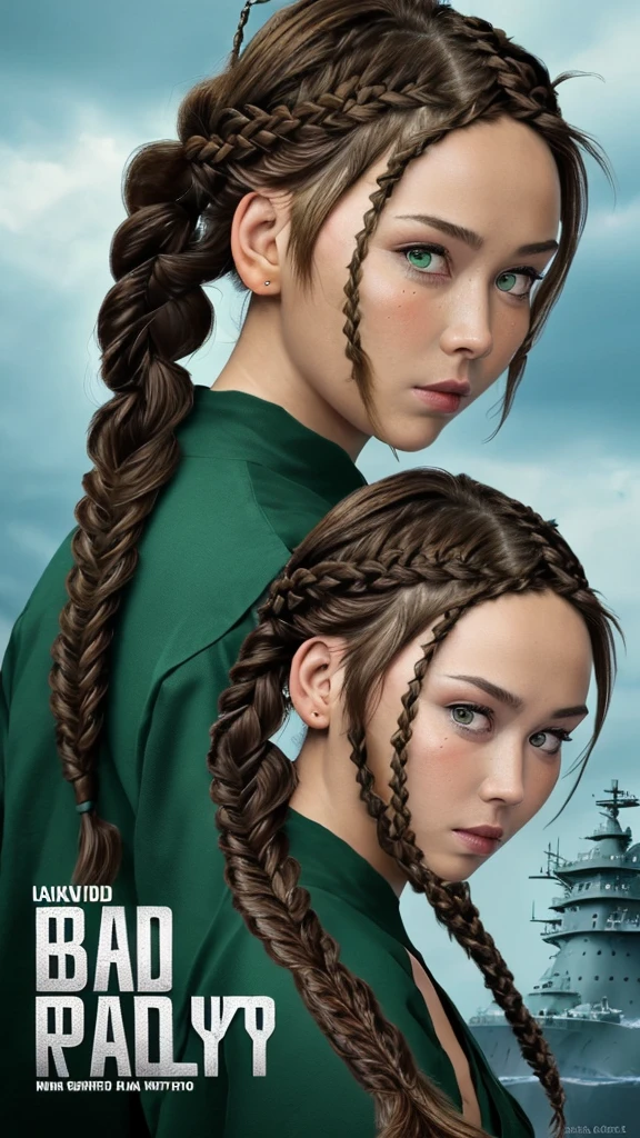 movieポスター,((Braided Hairstyles : 1.5)),Anime Reference 86 ,sf,sf,movie,War Action movie,null間,atmosphere,null,Battleship,Multiple characters,woman,adult,Green Eyes,Black Hair,(Pia's Bangs Hairstyle) : 1.8 ),(Red glasses),General uniform,White Commander Uniform,Realistic facial details,realism,3D Face,