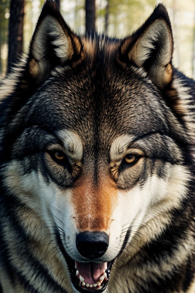 Half face man half wolf 

