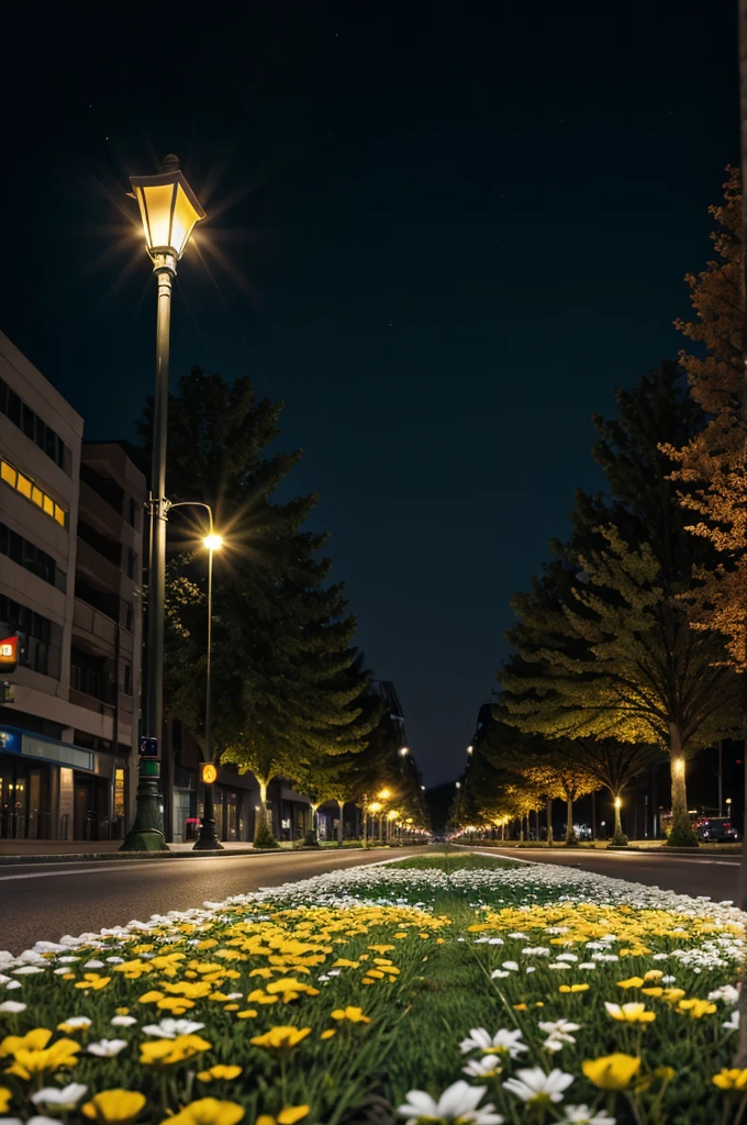 (flooring) (flowers trees ) back light Bokeh Blur street light Digital Background 