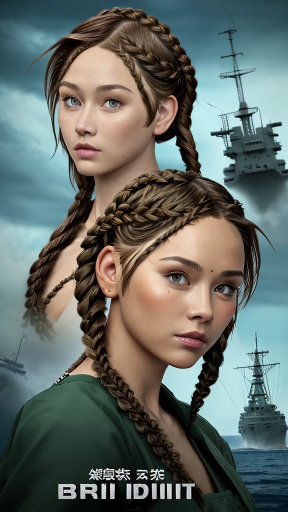 movieポスター,((Braided Hairstyles : 1.5)),Anime Reference 86 ,sf,sf,movie,War Action movie,null間,atmosphere,null,Battleship,Multiple beautiful women,adult,Green Eyes,Black Hair,(Pia's Bangs Hairstyle) : 1.8 ),(Red glasses),General uniform,White Commander Uniform,Realistic facial details,realism,3D Face,