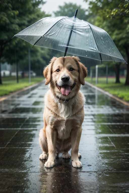 dog in rain
