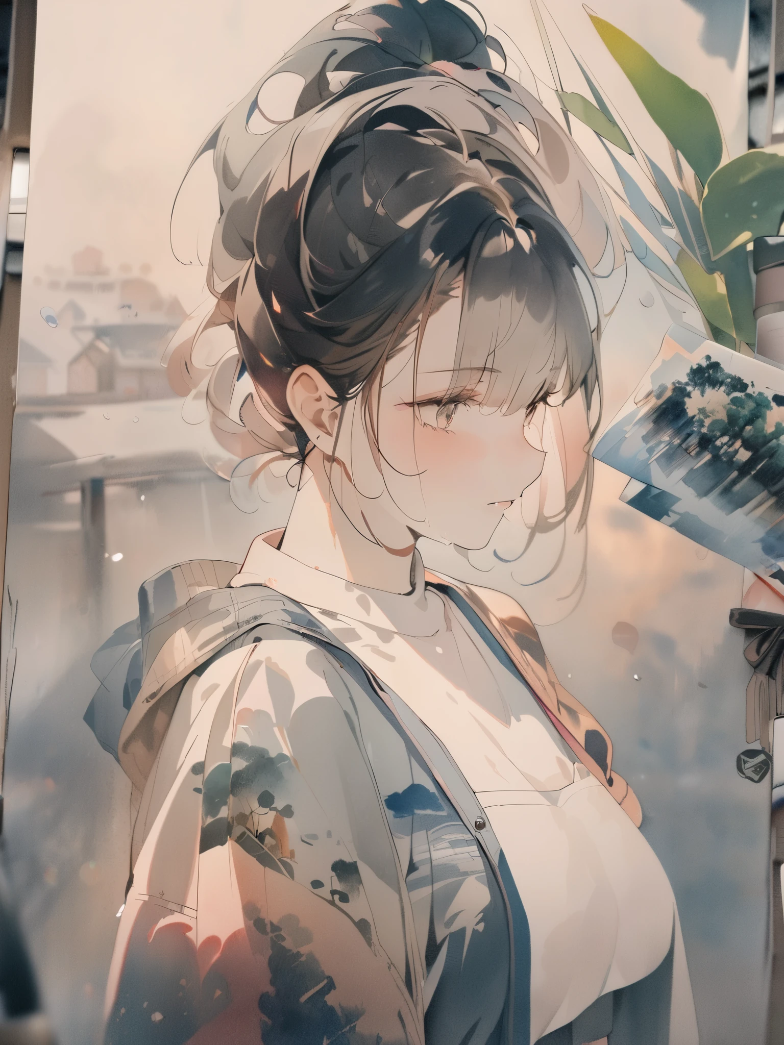 (8K, best quality, masterpiece),1girl, watercolor (medium), {Practical, original photo, Ultra-fine transparent, image, (Influenced by Yoshitaka Amano's style:1.6)}, Practical Light, Delicate skin, (Beautiful slim woman, 25 years old, Court Knight:1.5), Thin legs, Fine particles, Long white hair, Detailed fingers, Thin, sex, Ecstasy expression, 动感sex感的姿势, (巨大有弹sex的坚挺胸部:1.4), (sex感指挥官的盔甲, Long skirt, Long red cape, boots:1.2),(The armor has a larger chest opening;1.6), Exposing breasts, (Arcadia, Flower Storm, Many flowers:1.8), Unobscured,Beautiful scenery, (Flowers, Wind and Moon:1.5)