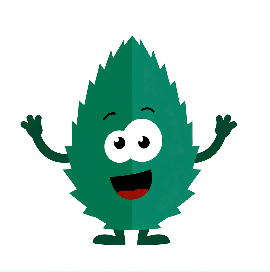 cartoon green leaf with arms and legs with eyes and raised hands, com folhas verdes de Cannabis, pot leaf, cute woodland creature, marihuana leaf, herb cutie mark, herb, Illustrates??the mascot&#39;s, cute cartoon character, your name is green, simple cartoon style, marihuana!, a character based on a haggis, anthropomorphic cactus, cartoon illustration, animation character, marihuana greenery, holding a recycling symbol