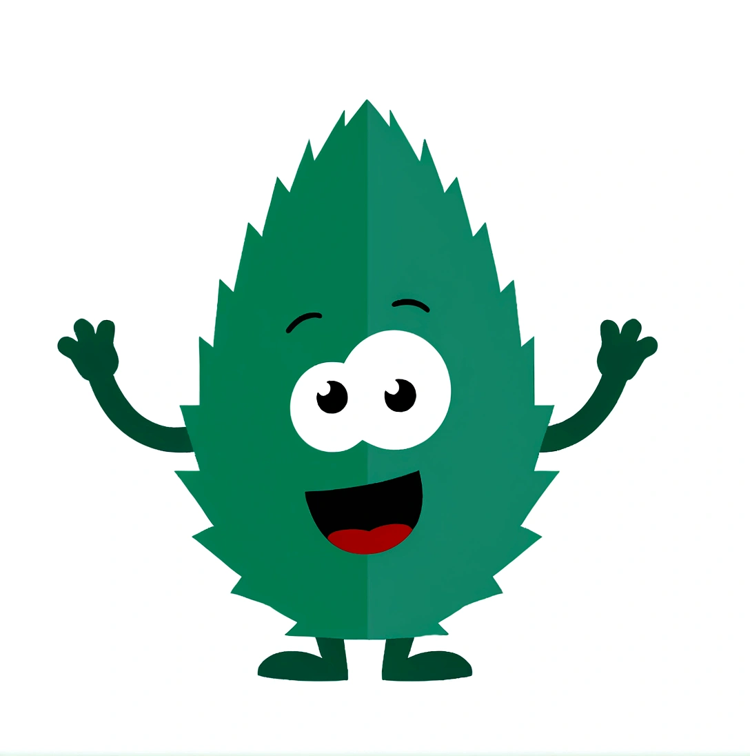 cartoon green leaf with arms and legs with eyes and raised hands, com folhas verdes de Cannabis, pot leaf, cute woodland creature, marihuana leaf, herb cutie mark, herb, Illustrates??the mascot&#39;s, cute cartoon character, your name is green, simple cartoon style, marihuana!, a character based on a haggis, anthropomorphic cactus, cartoon illustration, animation character, marihuana greenery, holding a recycling symbol