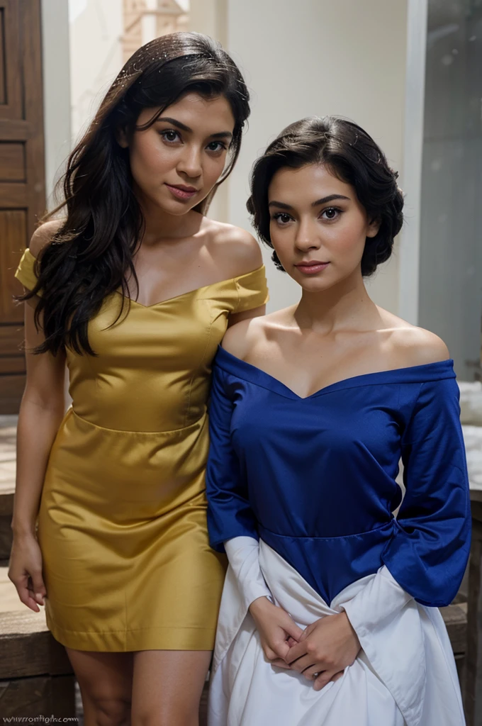 Can you make a picture of Disney's Raya and Disney's Snow White together , Disney accurate characters