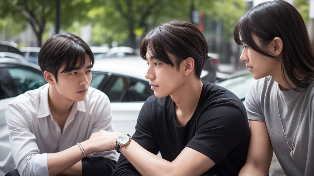 A photo of a man with bangs down and a man with his hair slicked back, university student