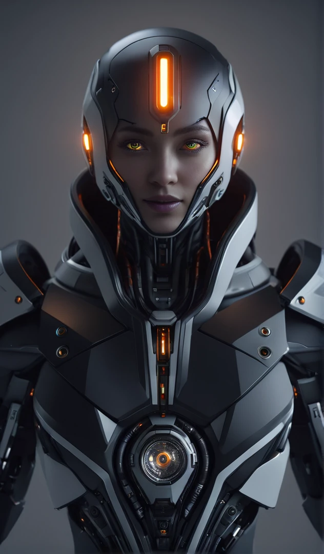 Experience the awe-inspiring beauty of a Centered Symmetric 3D Realistic BioTech sci-fi establishing shot. This stunning concept art masterpiece features a Cyborg with hyper-detailed, clear glow eyes in sharp focus. The soft ambient occlusion light enhances the extreme brilliance of the composition, rendered in 8k resolution for a hyper-realistic viewing experience. Utilizing octane render technology, the cinematic and dramatic lighting adds depth and dimension to this extraordinary piece of art.