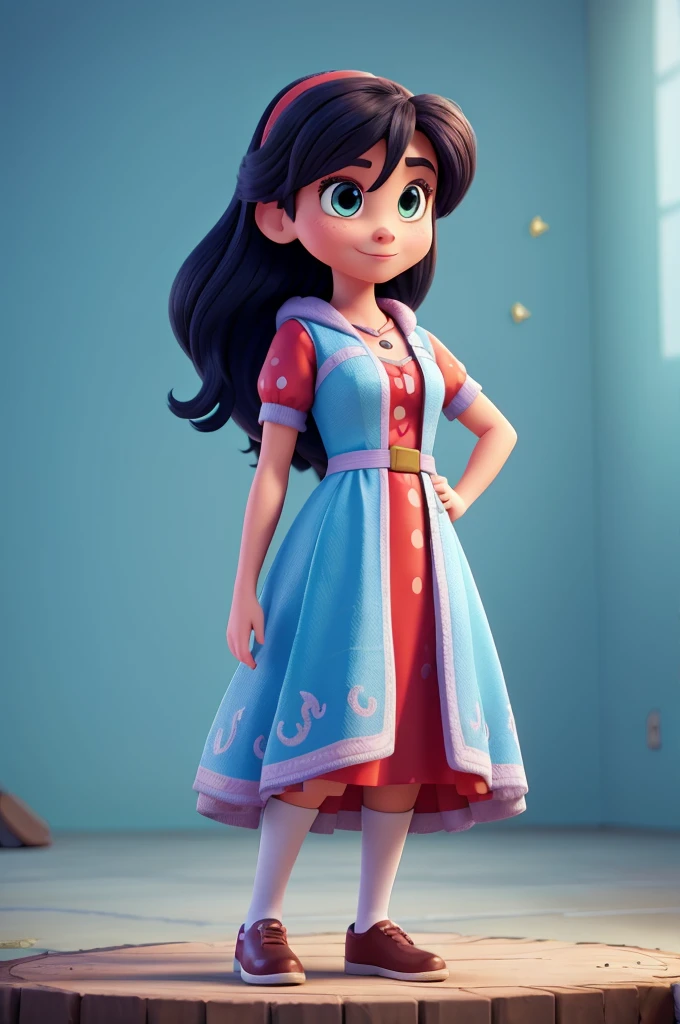 High quality image and resolution , create a Disney pixel style character , where she's wearing those unicorn pajamas , and pass on the idea that you read here to help the girls find their accessory that suits each of them and is beautiful and charming in costume, put a costume on her and a smile that appears to tempt them and put on a hair