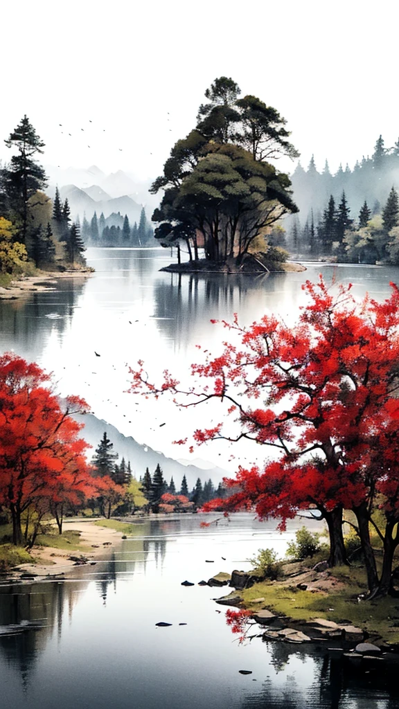 landscape ,background\(black sky,withered flowers all over the ground,a thick red water\), BREAK ,quality\(8k,wallpaper of extremely detailed CG unit, ​masterpiece,high resolution,top-quality,top-quality real texture skin,hyper realisitic,increase the resolution,RAW photos,best qualtiy,highly detailed,the wallpaper\), masterpiece, 1 picture, paint tree leaves ( red )