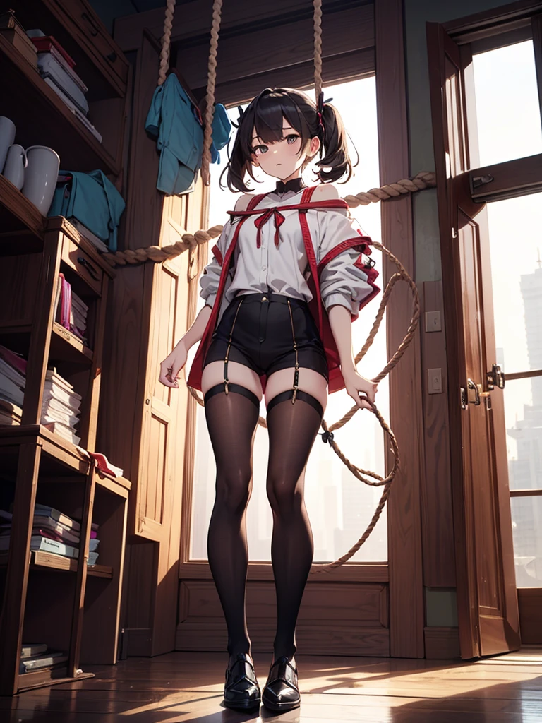 Put a rope between your legs:1.3, Close your legs, standing, Crotch rope
