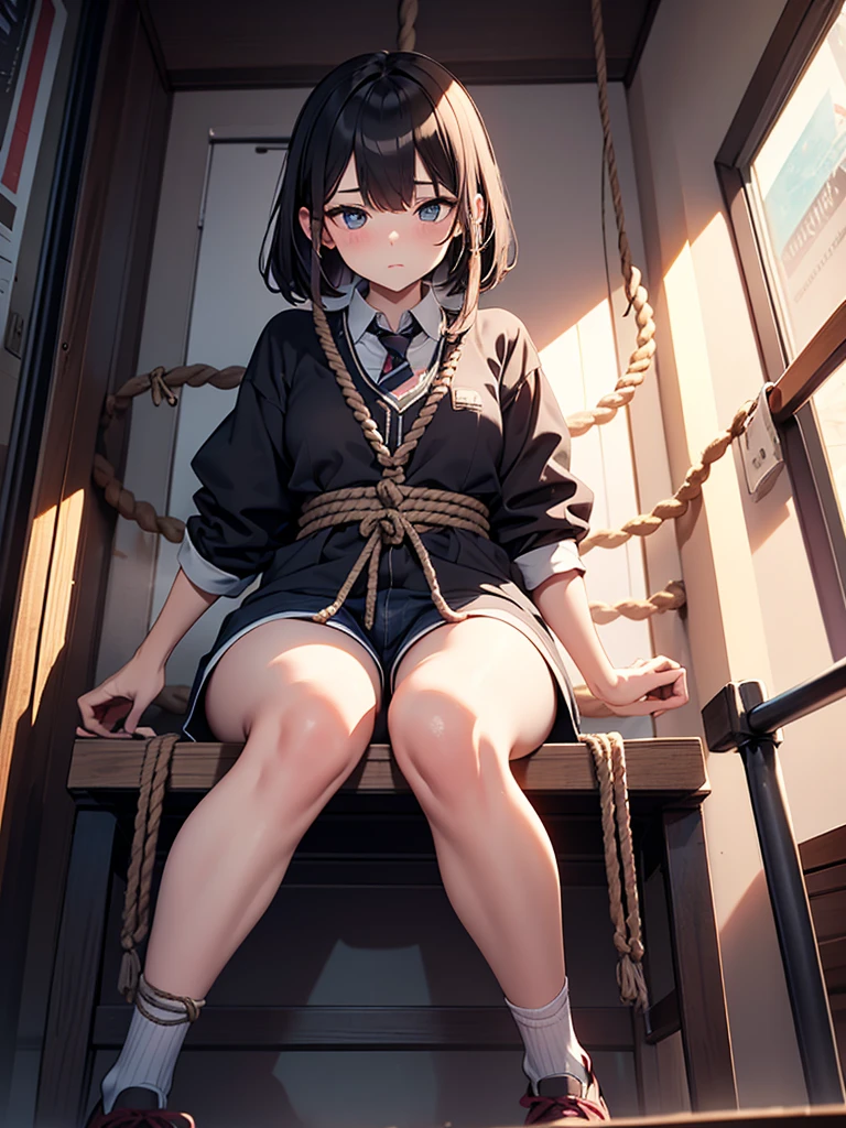 Put a rope between your legs:1.3, Close your legs, standing, Crotch rope
