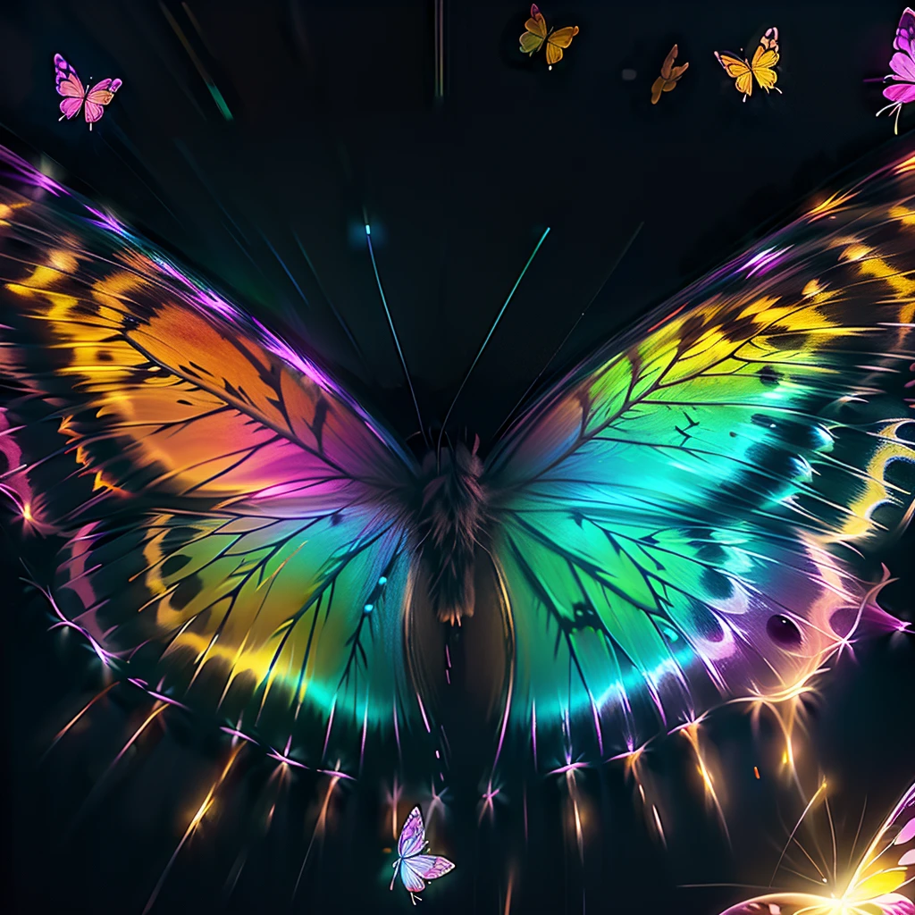 This stunning macro photo captures a colorful butterfly illuminated by gorgeous volumetric lighting.  