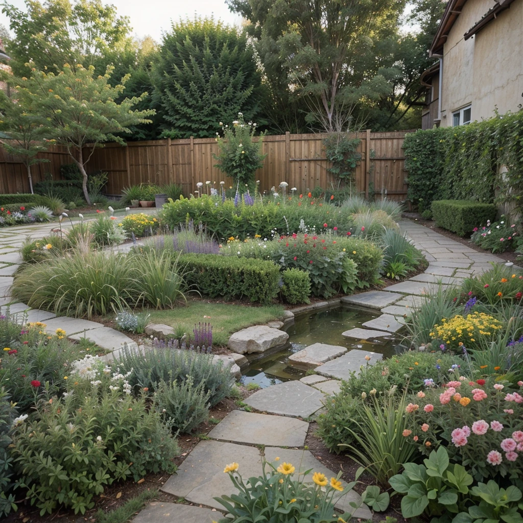 ((Best Quality)), ((Masterpiece)), (detailed), very realistic garden with predominantly short green grass (cut by a gardener and flowers