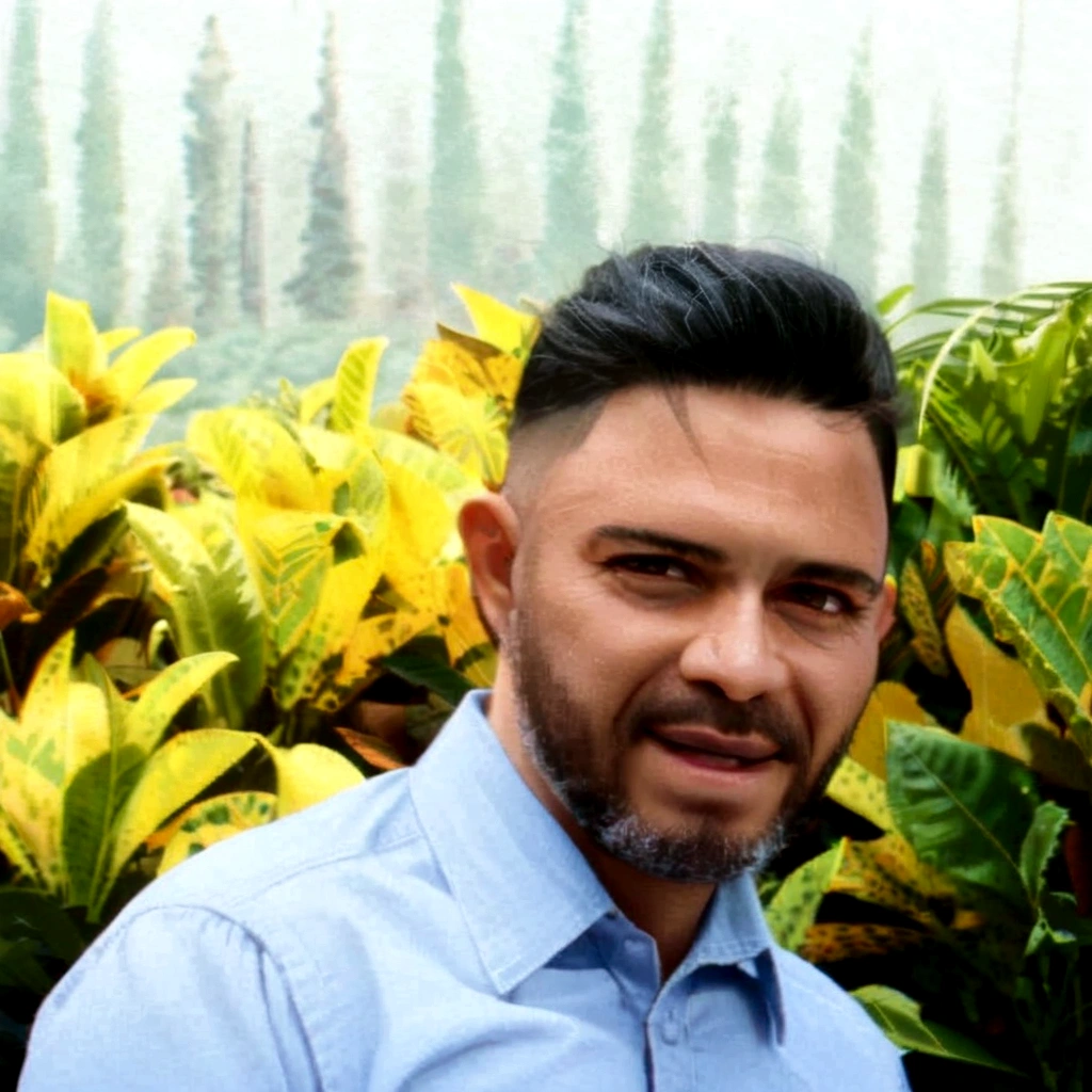 there is a man standing in front of a bush wearing a blue shirt, Jose Moncada, eloymorales, rise of henry, vitor maristane, portrait of Danny González, joel torres, david villegas, Herald Ortega, juan diaz channels, José Miguel Roman France, luis nieves sr., profile image, christian orrillo, André Rios