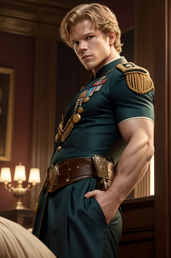 Christopher Egan as the handsome and muscular Captain David Shepherd (TV series "Kings"). in an unbuttoned dress uniform, he fucks a **************** in the ass.