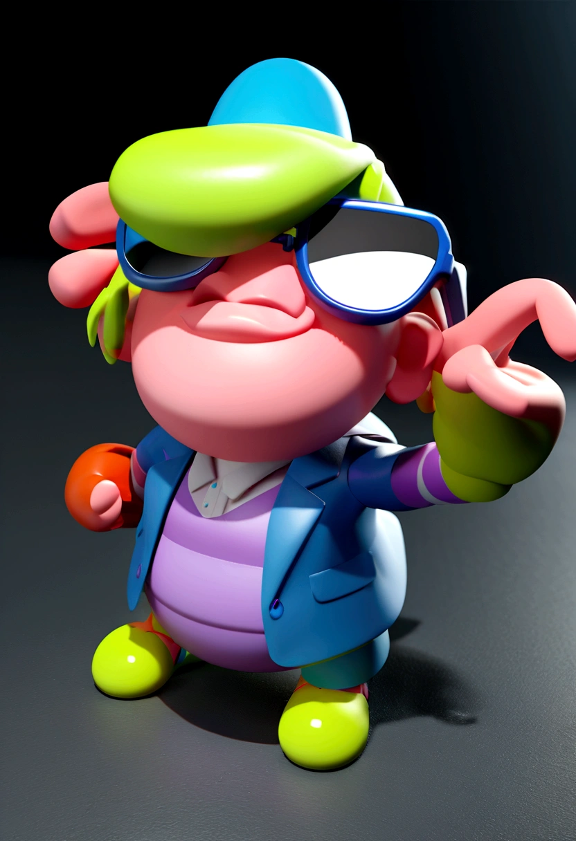 Cartoon character of a man in sunglasses and blue shirt, animation character, stylized character, animation style rendering, 3d stylized, Arnold Maya rendering, Stylized 3D rendering, toon render screenshot, 3d character, 3d character, Stylized 3D rendering, 3D character rendering, cartoon character, Personagem de close up, character posing,  (Pixar-style) (master part:1.2) (bokeh) (best qualityer) (skin detailed) (detailed texture) (8K) (Argilla) (cinematic lighting) (sharp focus, low polly