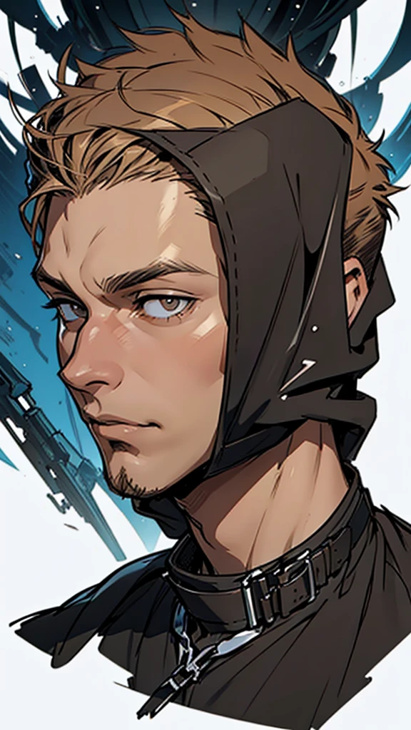 ((( concept art ))),Human Male 21 year old, skin , Brown fade Tied haircut, face focus