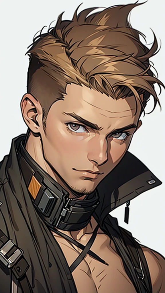 ((( concept art ))),Human Male 21 year old, skin , Brown fade Tied haircut, face focus
